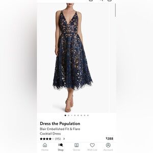 Dress The Population Blair Lace Midi Dress- navy/nude size XL